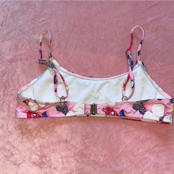 Y2K Skimpy Bikini Top 90s butterflies Butterfly Design Hot Pink Small Like New - Picture 10 of 10